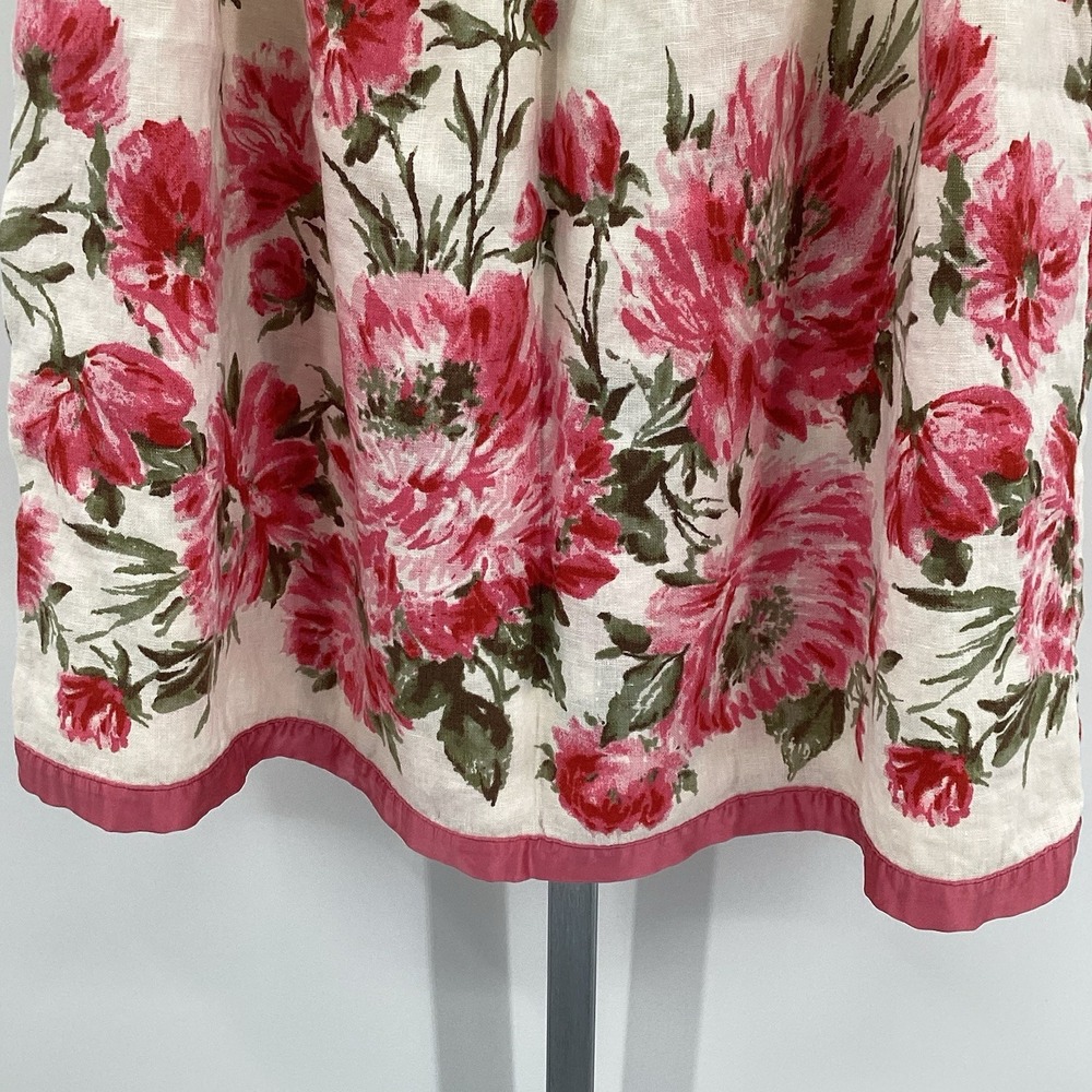 J. Jill White Linen Midi Skirt with Pink Floral Print Vintage and Like New - Picture 4 of 9